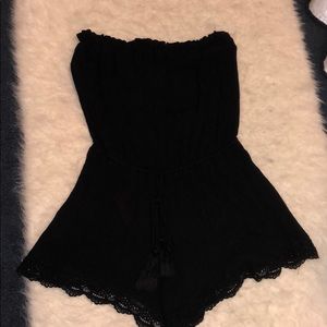 Black strapless romper